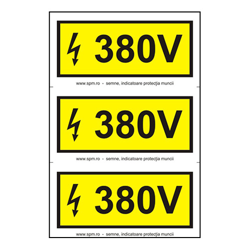 380 V (3 etichete pe coala PVC)